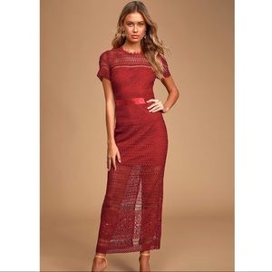 Lulus Crochet Lace Short Sleeve Maxi Dress